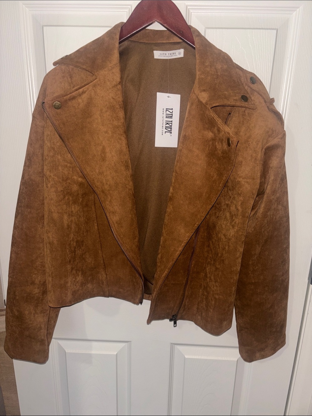 NWT 12th Tribe Camden Cognac Vegan Suede Jacket - Picture 6 of 12
